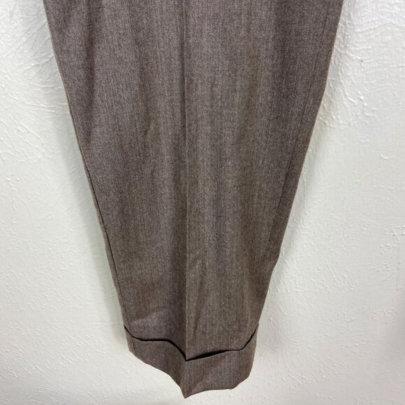 Max Mara Weekend Pleated Pants Sz L 46 Light Brown Stretch Wool Tapered Trousers - Picture 6 of 12